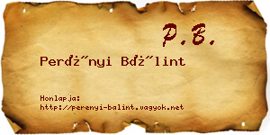 Perényi Bálint névjegykártya